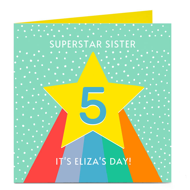 Personalised Birthday Card - Star, Editable Age, Name & Message
