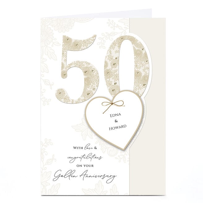Personalised 50th Anniversary Card - Love & Congratulations 