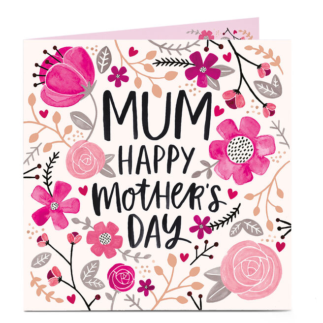 Personalised Mother's Day Charity Card - Pink Florals