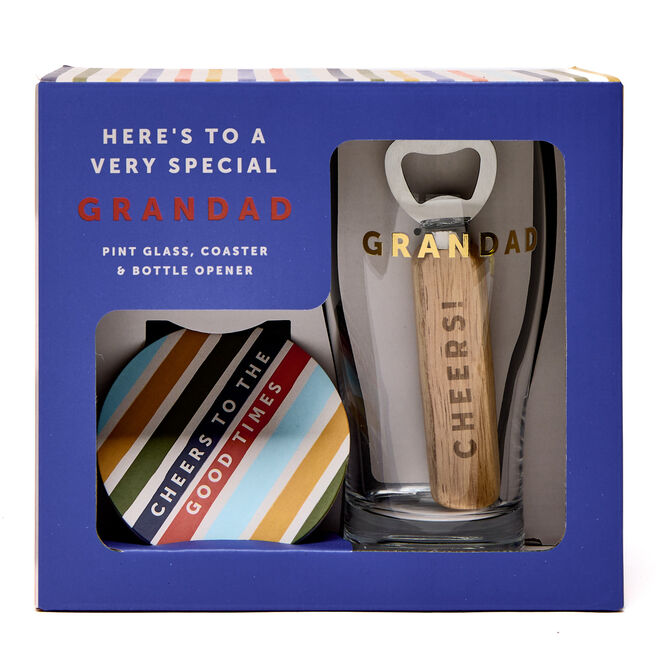 Special Grandad Pint Glass, Coaster & Bottle Opener