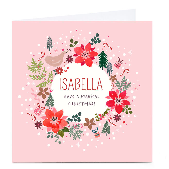 Personalised Nikki Upsher Christmas Card - Floral Wreath