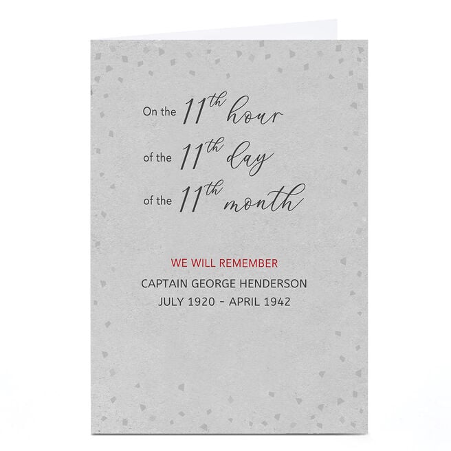 Personalised Military Card - 11th hour 11th day 11th month