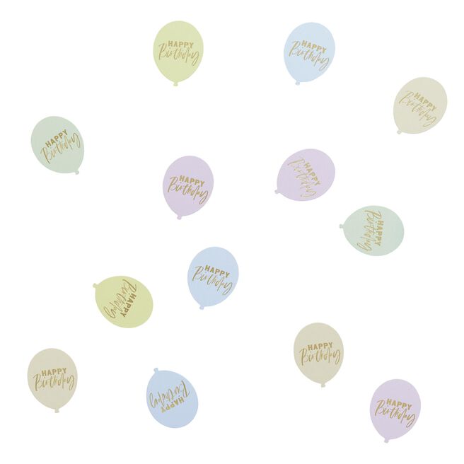 Pastel Happy Birthday Balloon Shaped Table Scatter