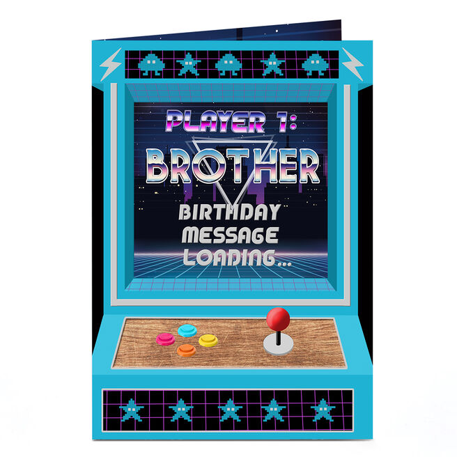 Birthday Card - Arcade Game Player 1, Brother
