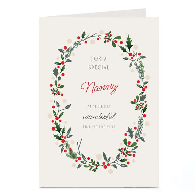 Personalised Christmas Card - The Most Wonderful Time Of The Year Wreath