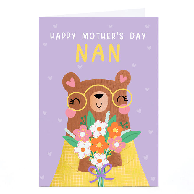 Personalised Jess Moorhouse Mother's Day Card - Cute Bear, Nan
