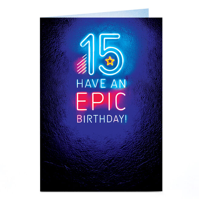15th Birthday Card - Epic Neon Lights