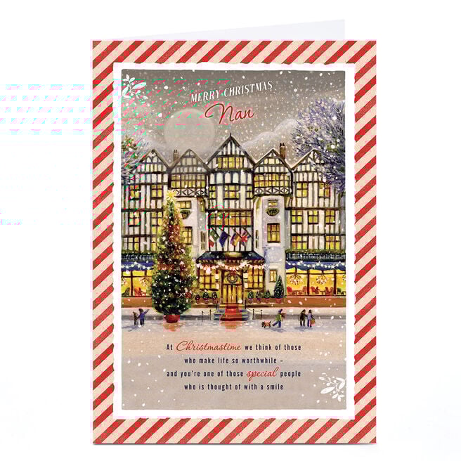 Personalised Christmas Card - Snowy Village Scene, Nan