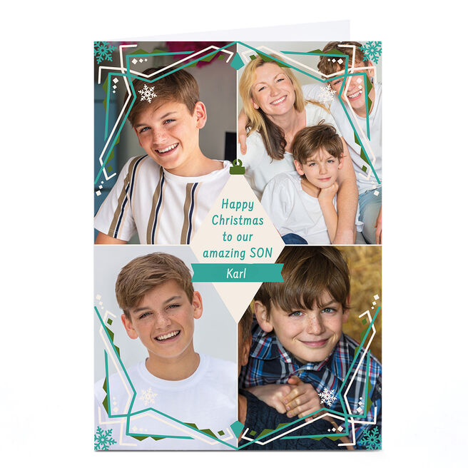 Christmas photo Card - Son Green Frame