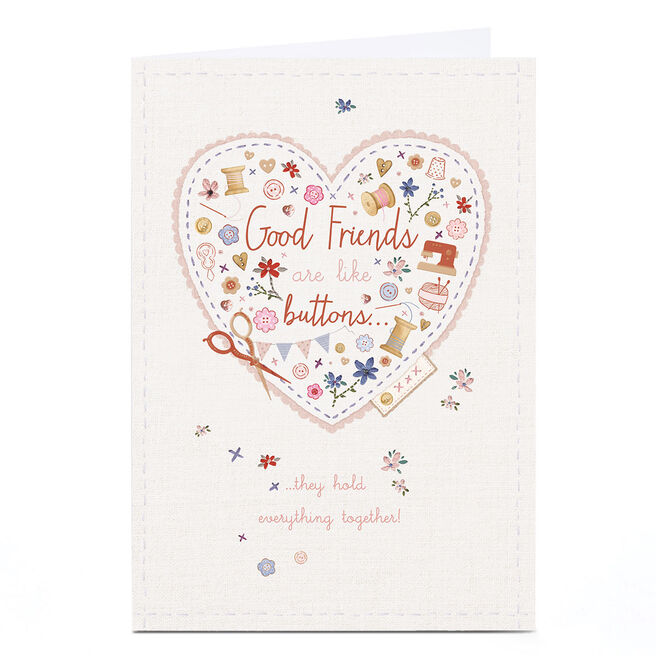 Personalised Birthday Card - Good Friends Are Like Buttons