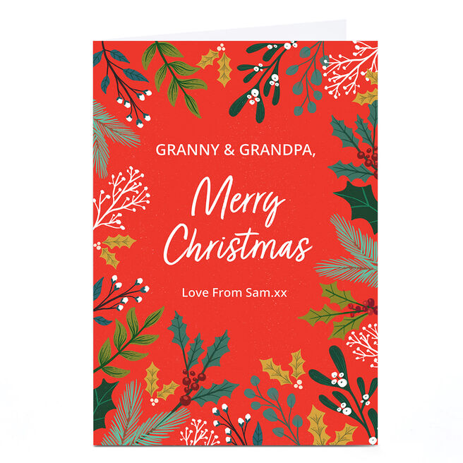 Personalised Dalia Clark Christmas Card - Holly & Mistletoe