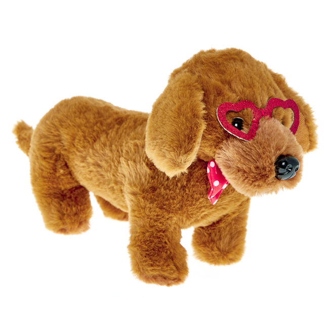 Large Sausage Dog Soft Toy With Bow Tie & Glasses