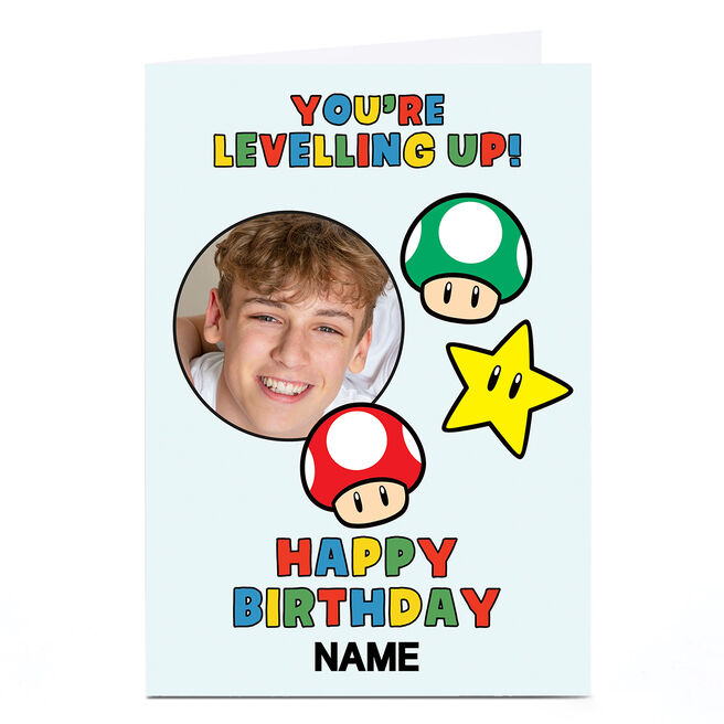 Personalised Birthday Card - Supermario Photo Upload, Any Name