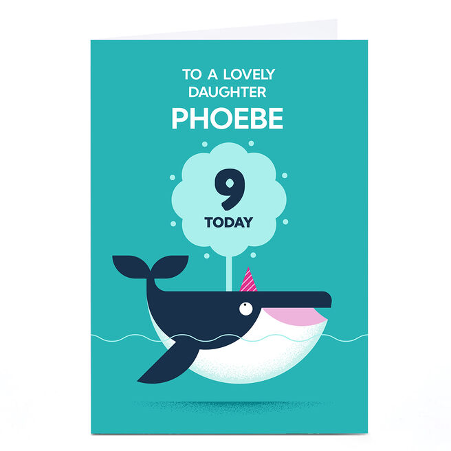 Personalised Jamie Nash Birthday Card - Friendly Whale, Editable Age