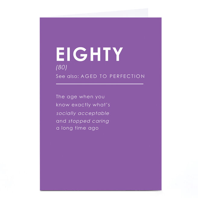 80th Birthday Card - Definition Aged To Perfection