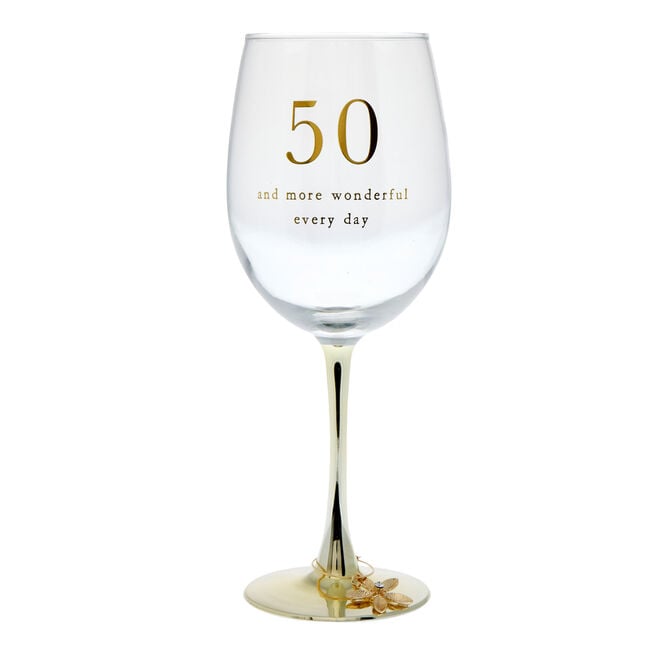 50th Birthday Wine Glass