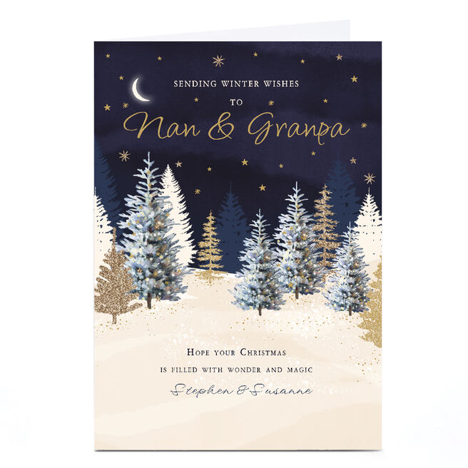 Personalised Christmas Card - Sending Winter Wishes, Nan & Grandpa