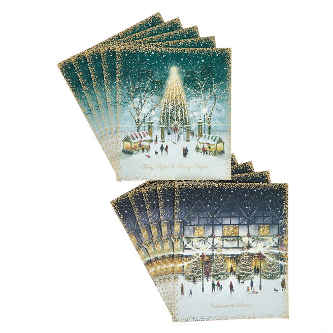 10 Premium Boxed Charity Christmas Cards - Winter Market (2 Designs)