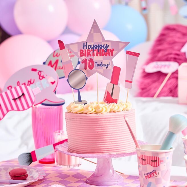 Pamper Party Happy Birthday Card Cake Topper Set 