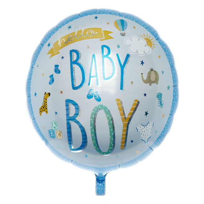 Hello Baby Boy 31-Inch Foil Helium Balloon 