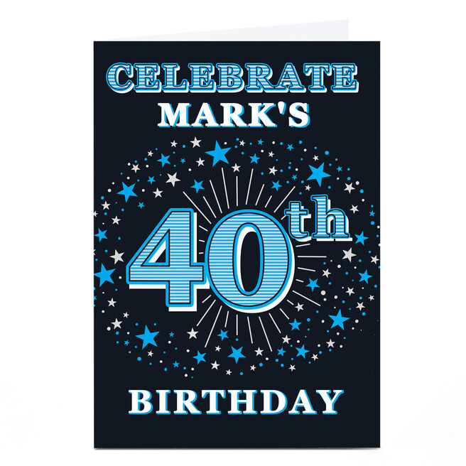 Personalised 40th Birthday Invitation - Blue Stars