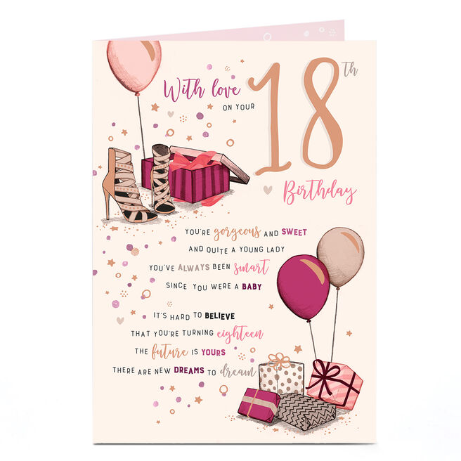 18th Birthday Card - Pink New Dreams to Dream