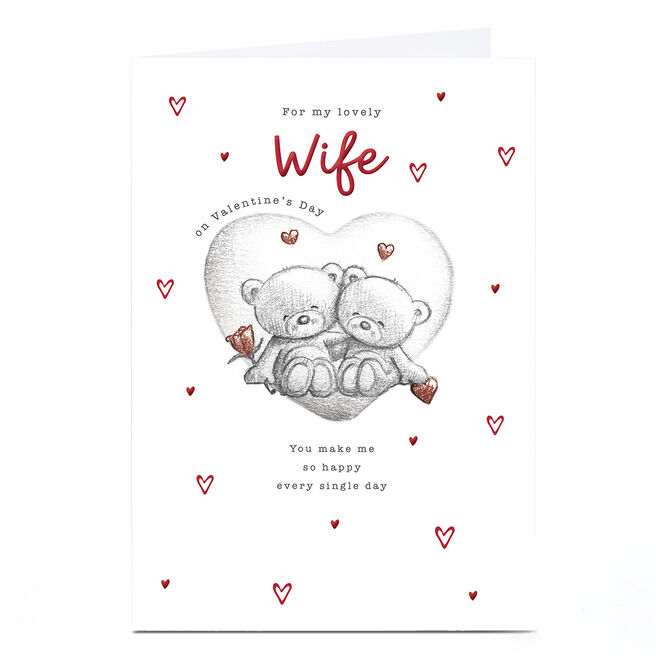 A4 Personalised Hugs Valentine's Day Card - You Make Me Happy Every Day, Wife