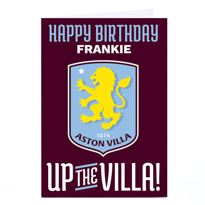 Personalised Football Birthday Card - Aston Villa Up The Villa!