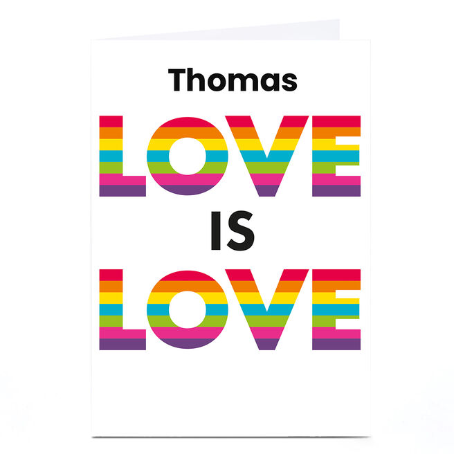 Personalised Hello Munki Valentine's Day Card -  Love is Love Rainbow