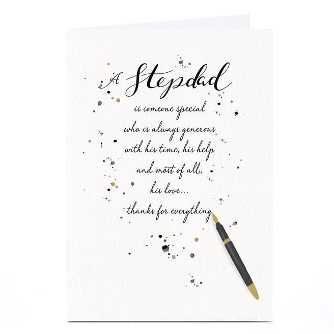 Personalised Father's Day Card - Stepdad, Fountain Pen