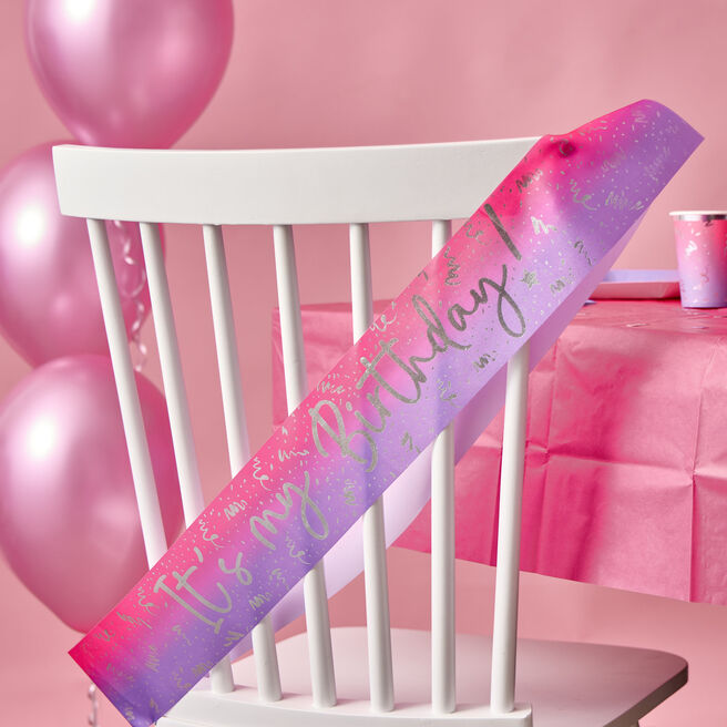 It's My Birthday Pink Ombre Sash