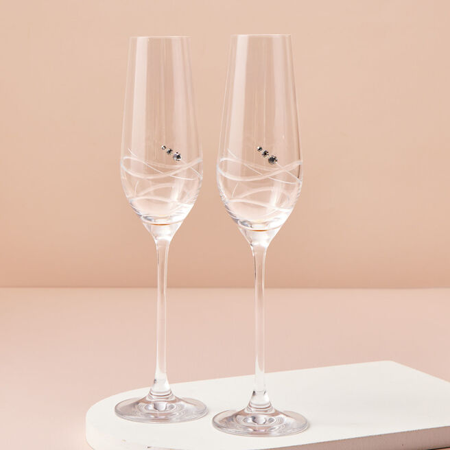 Diamante Crystal Flute Pair