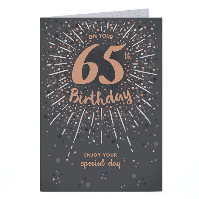 65th Birthday Card - Black and Bronze Special Day