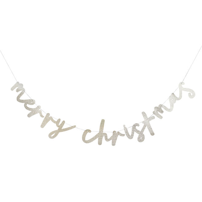 Glitter Merry Christmas Card Banner 2m