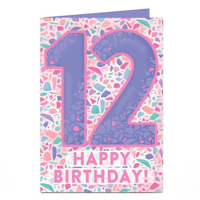 12th Birthday Card - Geo Pink Happy Birthday