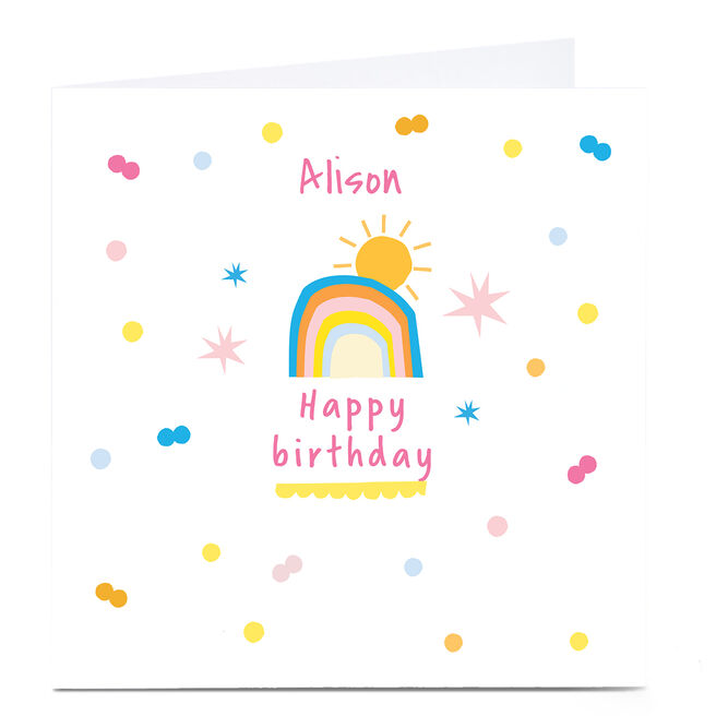 Personalised Squirrel Bandit Birthday Card - Little Rainbow