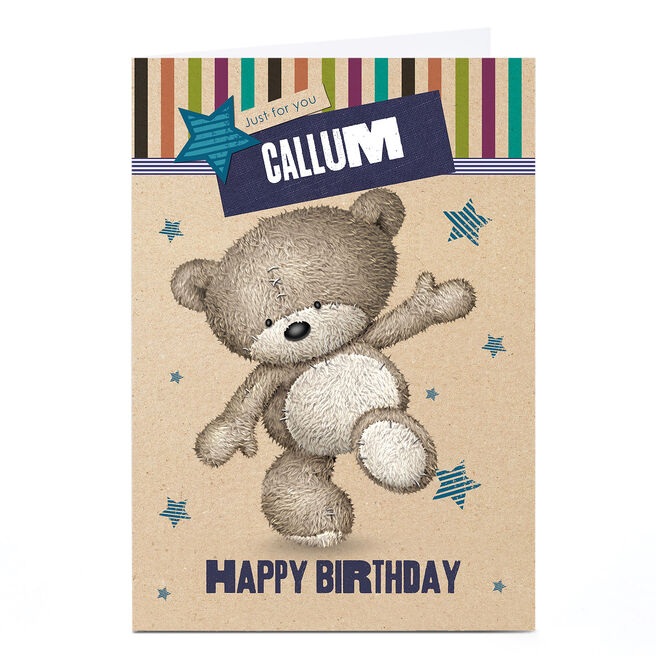 Personalised Hugs Bear Birhday Card - Stars & Stripes