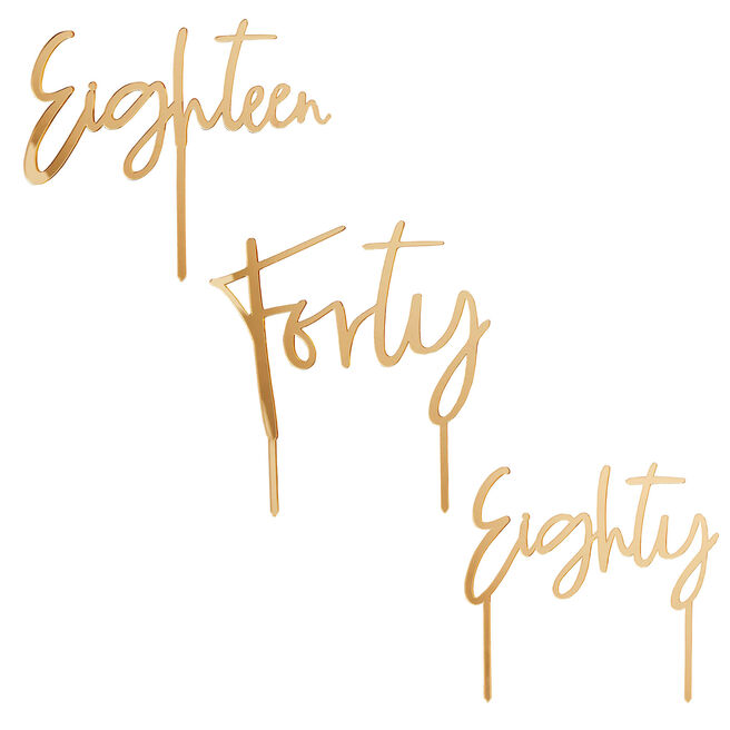 Gold Special Age Acrylic Cake Topper - Choose Your Milestone