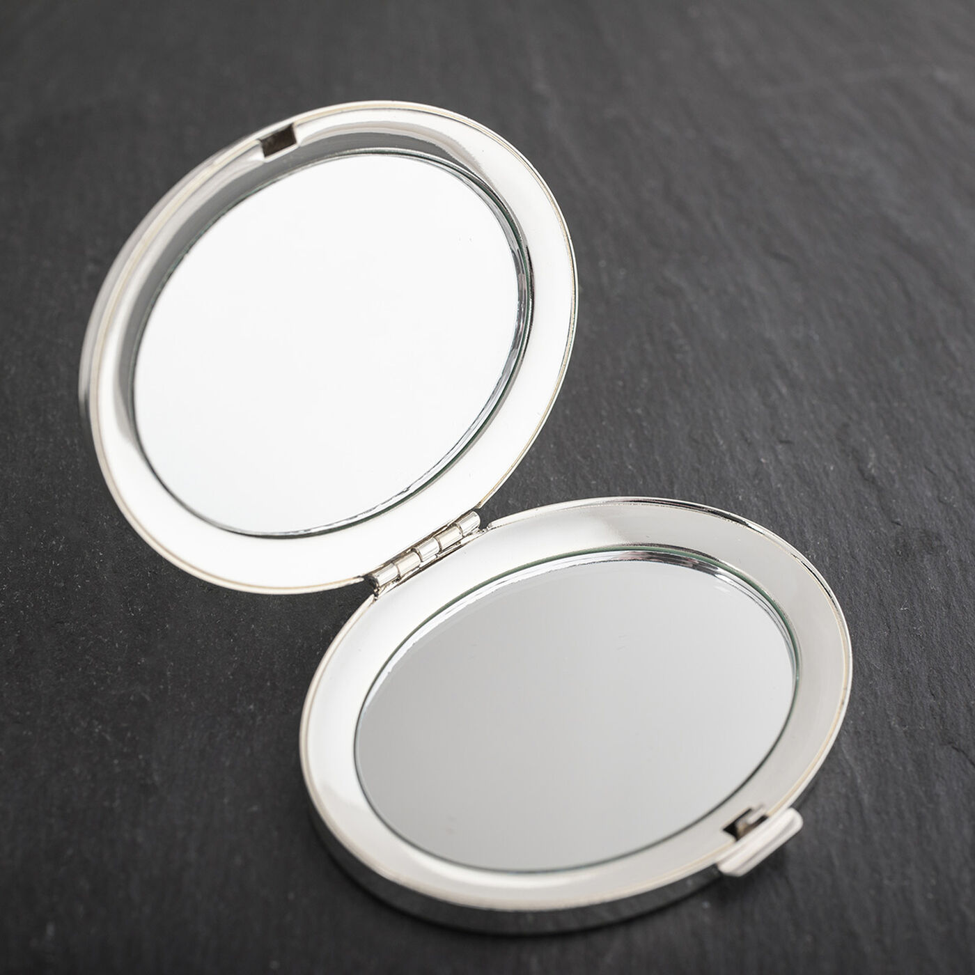 Buy Personalised Engraved Silver Oval Compact Mirror With Hearts for