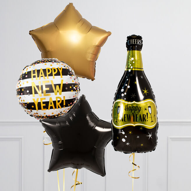 Happy New Year Bubbly Supershape & Foil Package - Delivered Inflated!