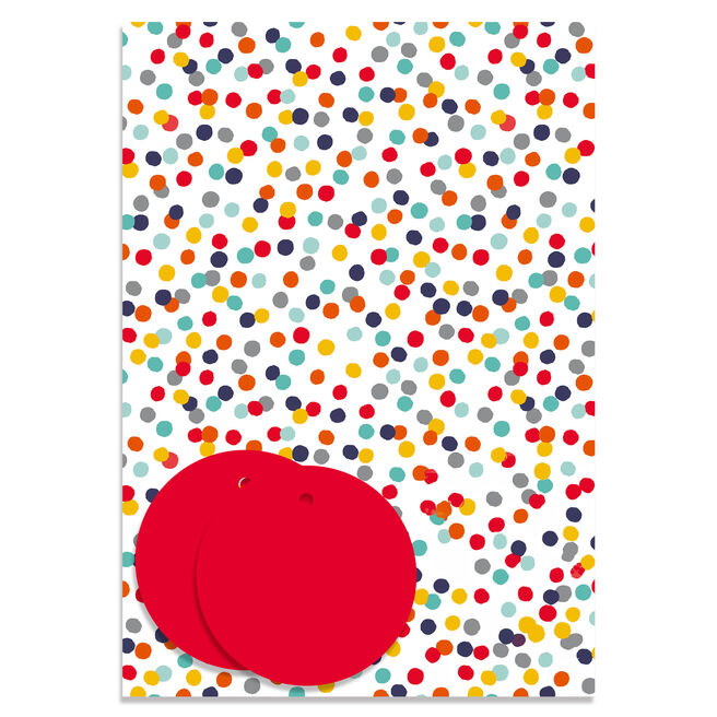 Colourful Spots Wrapping Paper - 2 Sheets & 2 Tags