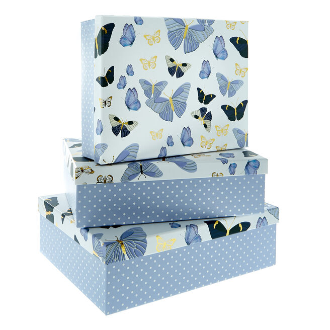 Butterfly Print Gift Boxes - Set Of 3