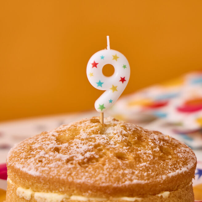 Star Print Number 9 Cake Candle