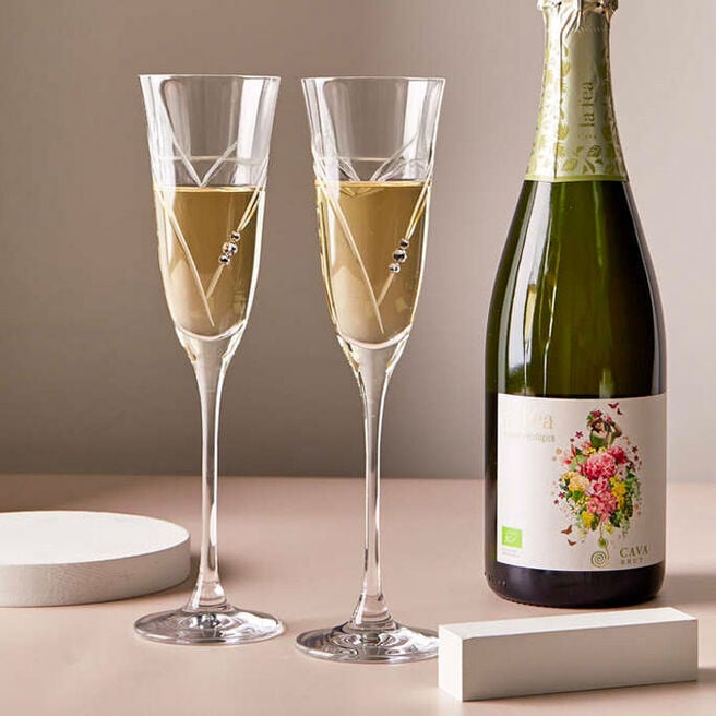 Diamante Beloved Heart Champagne Flute Pair