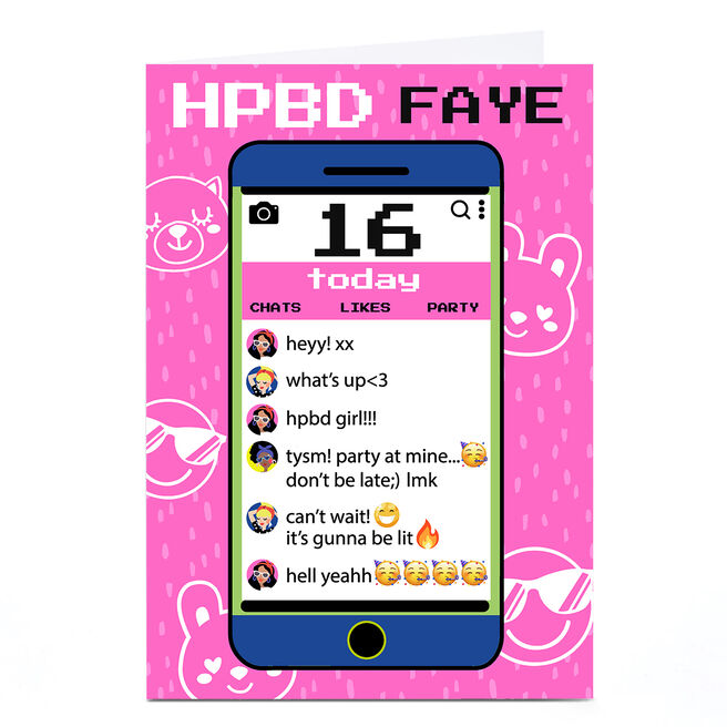 Personalised Bev Hopwood Birthday Card -  Smartphone, Editable Age
