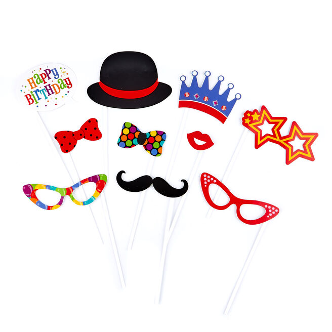 Birthday Party Photo Booth Props - Pack Of 10 