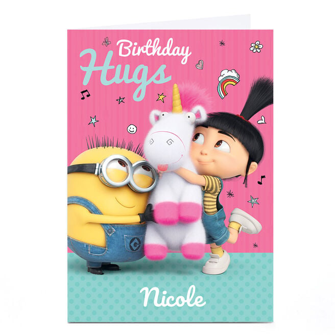 Personalised Minions Birthday Card - Birthday Hugs