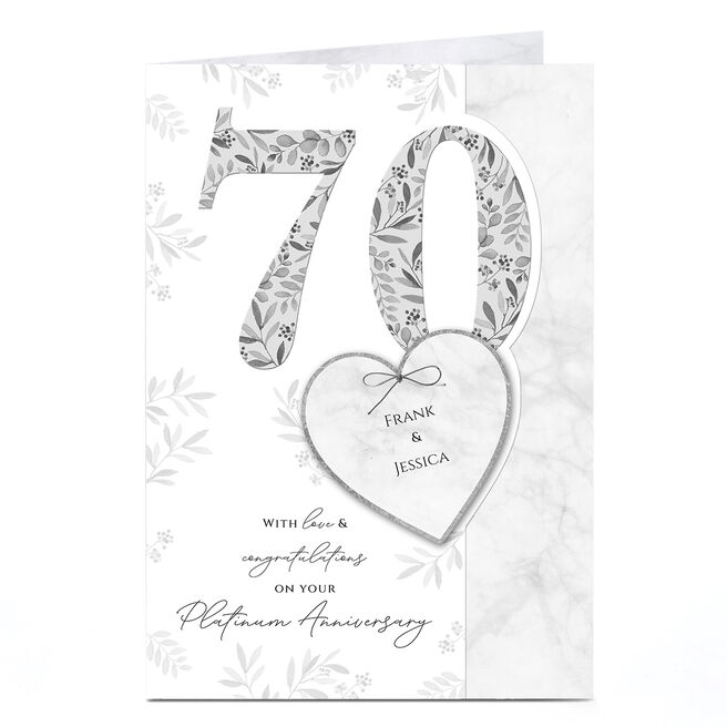 Personalised 70th Anniversary Card - Love & Congratulations