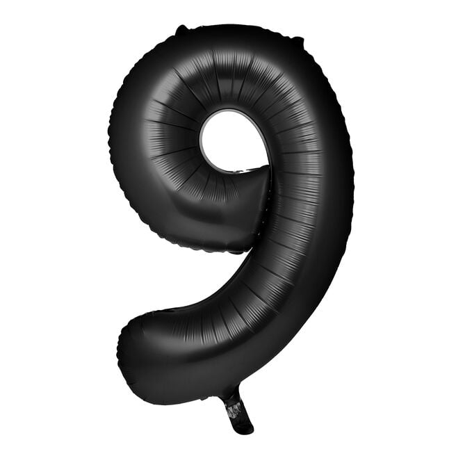 Large 34-Inch Black Foil Helium Number 9 Balloon - Delivered Inflated