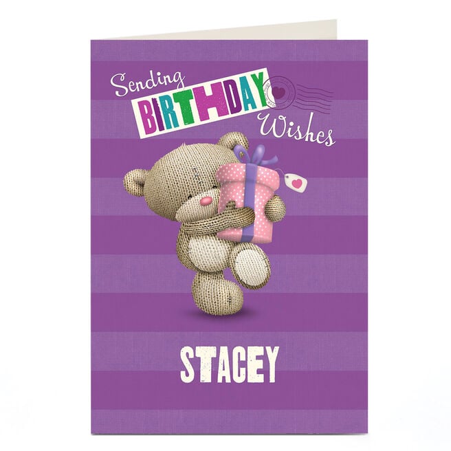 Personalised Hugs Bear Birthday Card - Sending Wishes